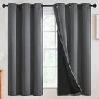 SimpleHome Grey 100% Blackout Curtains Room Darkening Living Room 63 Inch | by SimpleHome