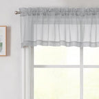 Light Grey Valances for Windows, Light Grey Sheer Curtains 14 Inch Length 2 by WelvetBLK