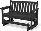 SERWALL 2 Person Patio Glider Bench, HDPE Material Weather-Resistant Swinging by SERWALL