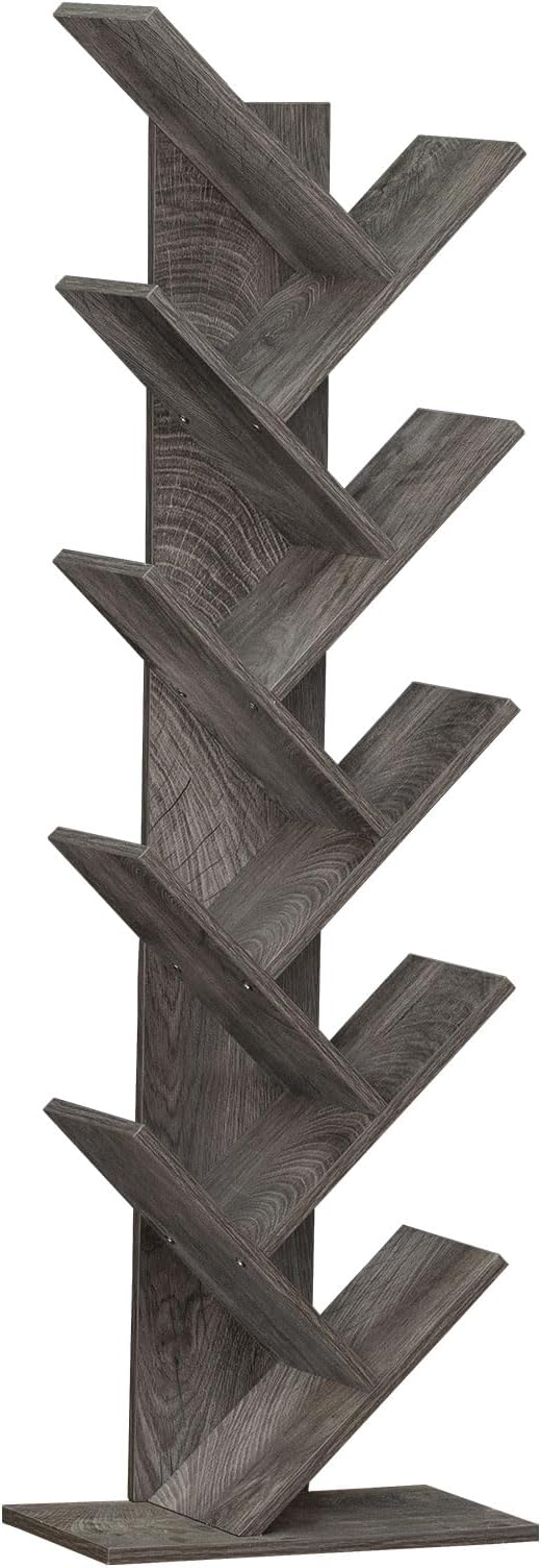 SHEEPAM 10 Tier Tree Book Shelf, Floor Standing Wood Bookshelf - Image 8