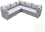 TWT Khaki Gray 5-Piece Modular Outdoor Sofa, 5-Seater Free Combination by TWT