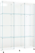 FLYMUHJIA Curio Cabinets with Glass Doors Modern Glass Shelves Tempered Glass by FLYMUHJIA