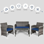 Tangkula 4 PCS Wicker Patio Conversation Set, Outdoor Rattan Sofas - Image 9