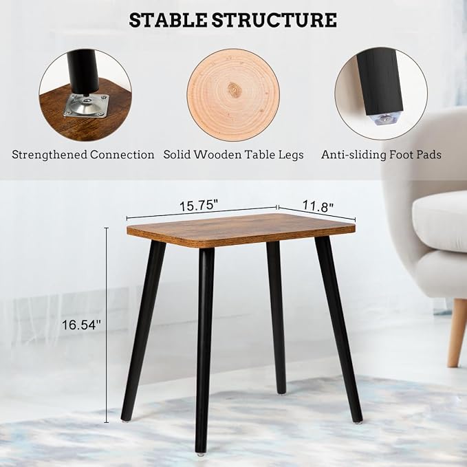 FORAOFUR Side Table, Rectangular Wooden Small End Table, Small Accent Table - Image 3