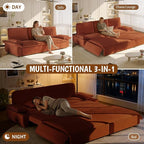 KEIKI 94.5" King Size 3-in-1 Convertible Sofa Bed, Pull-Out Sleeper Couch - Image 4