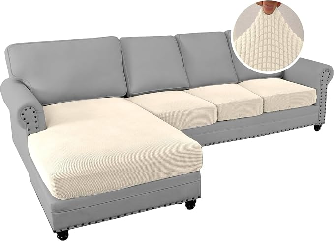 H.VERSAILTEX Sectional Couch Covers 4 Pieces Sofa Seat Cushion Covers L Shape - Image 2