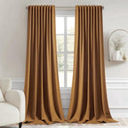MIULEE Golden Brown Back Tab Blackout Curtains 52x96 Inch Long 2 Panels Set | by MIULEE