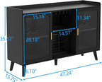 Auromie Wine Bar Cabinet with Led Light, Home Coffee Cabinet with Wine and - Image 3