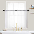 White Sheer Curtains 36 Inch Length Kitchen Tiers Short Voile Drapes Solid by OVZME