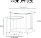 Garden 4 you Nesting Coffee Table, 23.6" Round Coffee Table Set of 2, Glass - Image 2