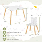 Costzon Kids Table and Chair Set, 3 Pieces Wooden Activity Table & 2 Rabbit - Image 6