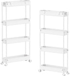SPACELEAD 2-piece Set Slim Storage Cart 3 Tier, Bathroom Organizer Rolling by Home