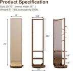Muwuele Solid Wood Full Length Mirror Coat Rack, Floor Mirror - Image 6