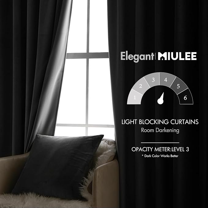 MIULEE Grey Velvet Curtains 52x84 inches 2 Panels Luxury Blackout Curtains | - Image 5