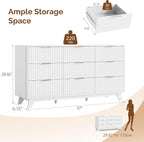 VINGLI 9 Drawer Dresser White Fluted Dresser - Image 2