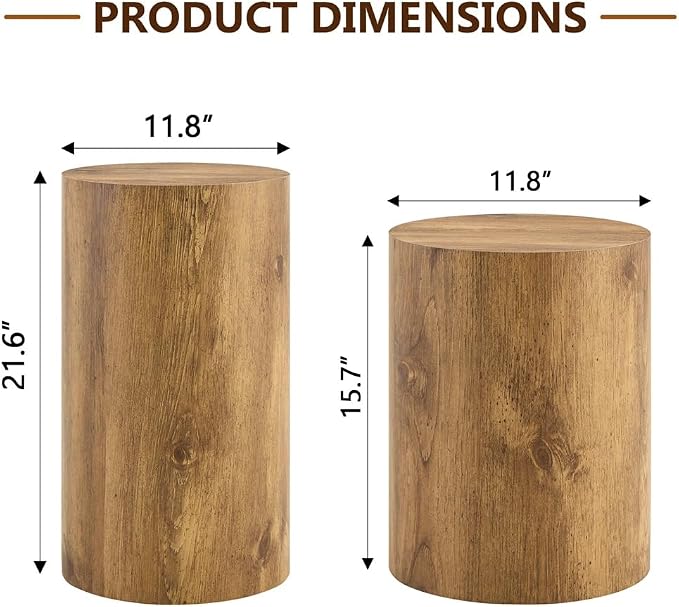End Table Set of 2, Modern Round Side Table Sofa Couch Tables, Living Room - Image 2