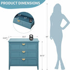 31.5" Blue Accent Storage Cabinet, Modern 3-Drawer Decorative Sideboard - Image 2