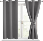Blackout Curtains for Bedroom, Light Grey, 38 x 45 Inch, 2 Panels | Thermal by Hiasan