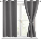 Blackout Curtains for Bedroom, Light Grey, 42 x 54 Inch, 2 Panels | Thermal by Hiasan