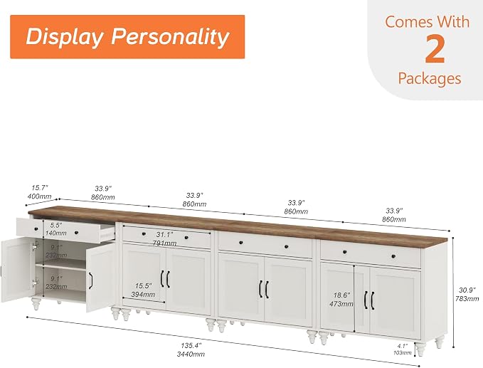 WAMPAT Farmhouse TV Stand for 85 inch TV - Image 4