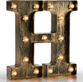 Pooqla Vintage Light Up Marquee Letters with Lights – Illuminated Industrial Style Lighted Alphabet Letter Signs - Coffee Bar Apartment Bedroom Wall Home Initials Decor A-Z by Pooqla