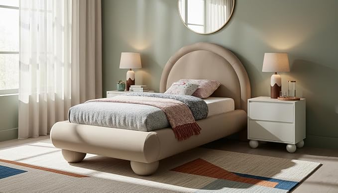 Meridian Furniture MadridTaupe-T Madrid Collection Art Deco Twin Bed - Image 2
