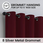 SimpleHome Wine red 100% Blackout Curtains Room Darkening Living Room 84L | - Image 6
