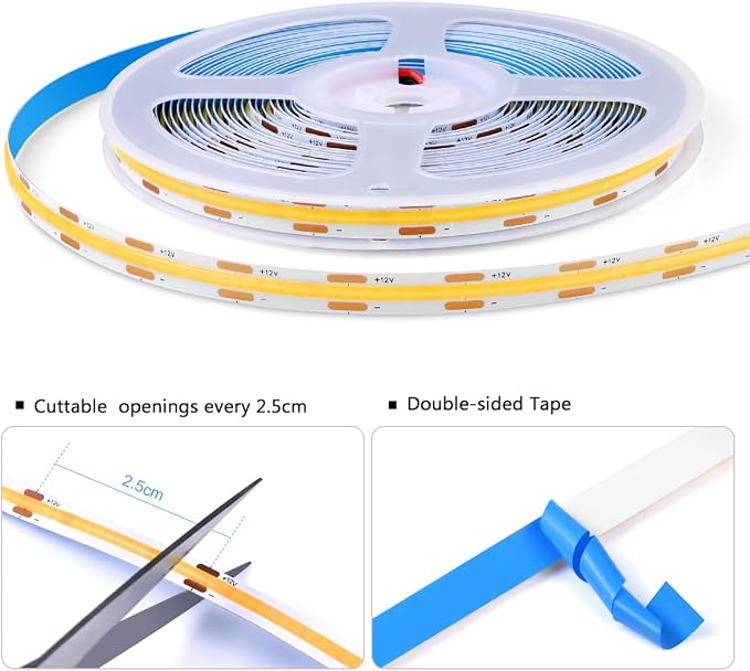 AIMENGTE Cabinet Light 12V COB LED Strip Lights, 6-in-1 Penetrable Touch Dimming - Image 6