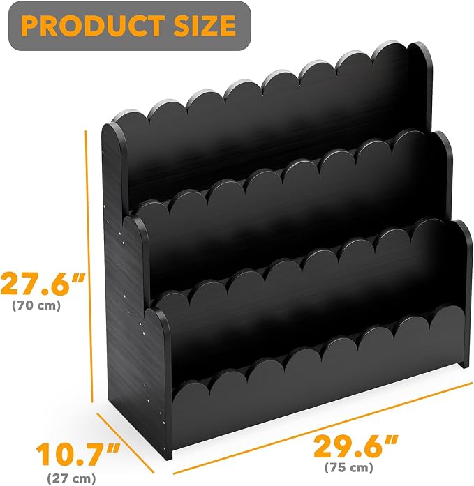 SpaceAid 3-Tier Scalloped Bookshelf, Montessori Bookcase - Image 2