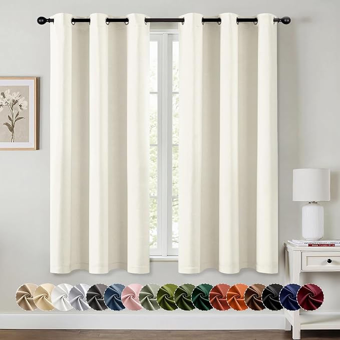 MIULEE Blackout Curtains for Bedroom 2 Panels 40 x 63 Inch Long Cream | Thermal by MIULEE