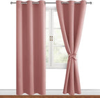 Blackout Curtains for Bedroom 2 Panels 42 x 84 Inch Long Dusty Rose | Thermal by Hiasan