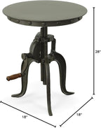 Carolina Chair & Table Adjustable Hand Crank 18" Wooden Top Rustic Side Table - Image 7