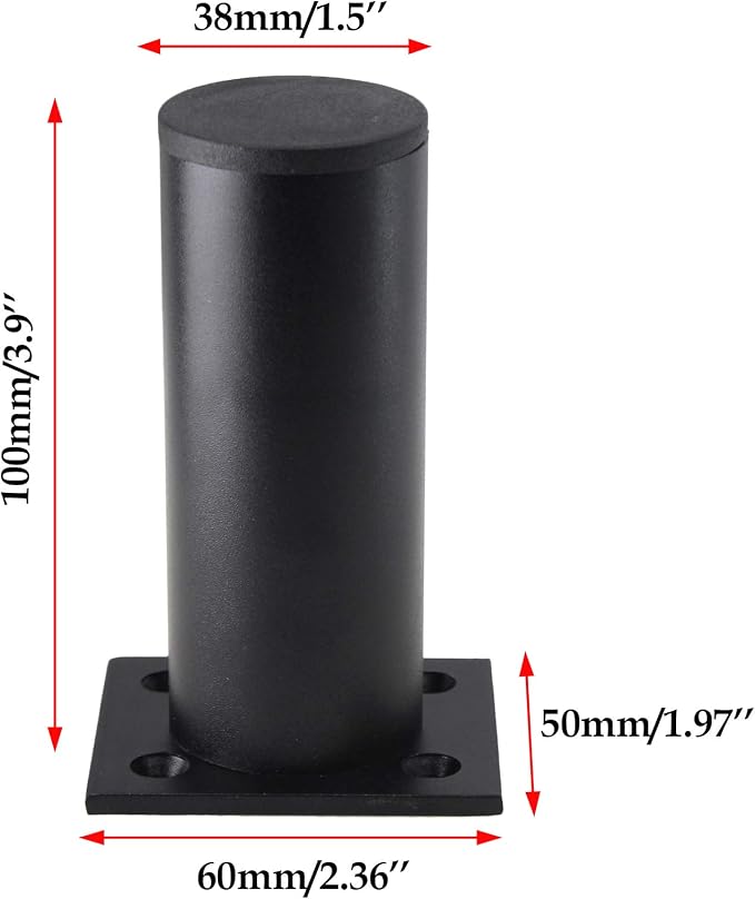 Set of 4 Furniture Legs 4 Inch, Adjustable Aluminum Alloy Cabinet Legs - Image 3