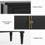 FansaFurn Black Storage Cabinet, Mid-Century Buffet Cabinet - Image 7