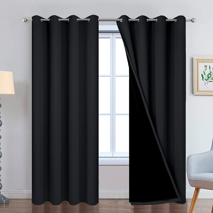 Yakamok Black 100% Blackout Curtains 84 Inches Long by Yakamok