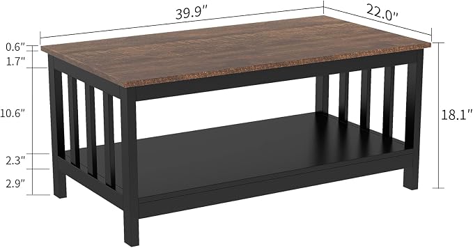 ChooChoo Farmhouse Coffee Table, 40 Inch - Image 2