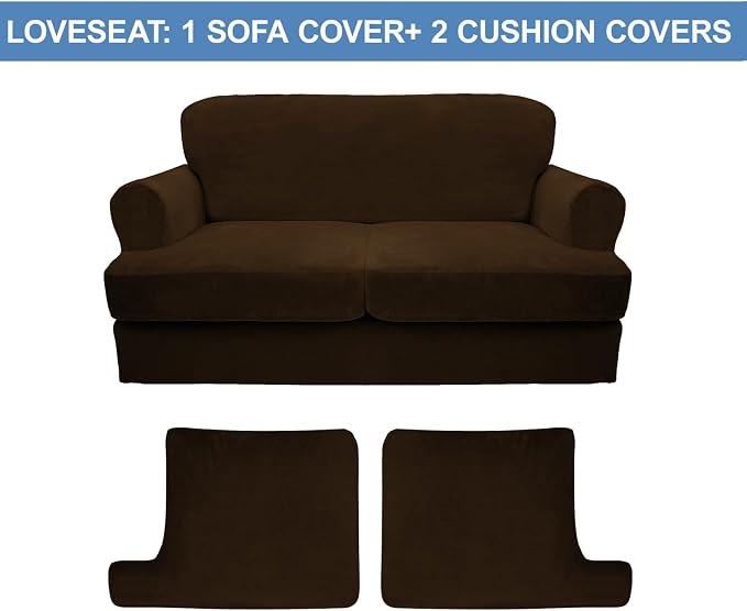 CUCRAF T Cushion Sofa Cover 3 Piece Loveseat Slipcovers, Soft Thick Velvet - Image 5
