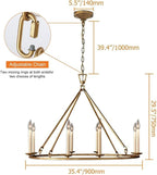 LOVEDIMA Gold Wagon Wheel Chandelier Rustic 35.4'' Candle-Shaped Metal - Image 3