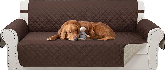 Reversible Couch Cover for 3 Cushion, Chocolate/Beige | Couch Cover for Sofa by LuxshareHome