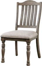 Transitional Style 2pcs Side Chairs Antique Gray Solid Wood Gray Fabric Dining - Image 4
