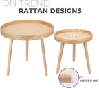 Round Coffee Table Set of 2, Natural Boho Coffee Tables, Small Mid Century - Image 4