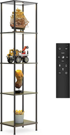 Display Shelf with RGBW Light, Color Changing Curio Cabinet Floor Lamp with - Image 8