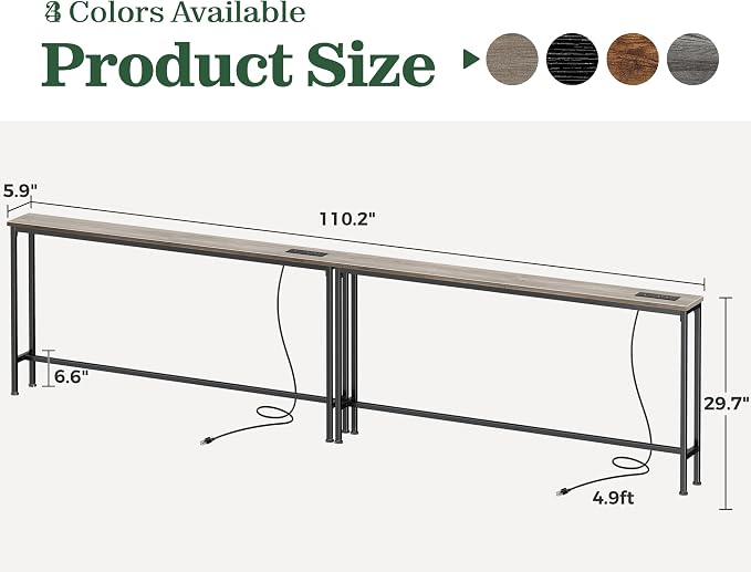 SUPERJARE 110.2 Inch Sofa Table - Image 3