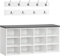 HOOBRO Shoe Storage Bench with Cushion, 39.4" L Entryway Bench with 12 Cubbies by HOOBRO