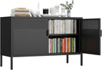 Metal Storage Cabinet, 2 Door TV Stand, Metal Mesh Accent Cabinet, Magnetic by XIUSVON