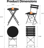 VINGLI Outdoor Folding Bistro Table and Chairs Set of 2, 3-Piece Bistro Set - Image 2