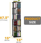 SpaceAid 6 Tier Rotating Bookshelf Tower, Bamboo Spinning Book Shelf, Revolving - Image 2