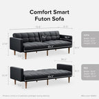 mopio 76.4" Futon Sofa Bed, Sleeper Sofa, Mid Century Modern Futon Couch - Image 2