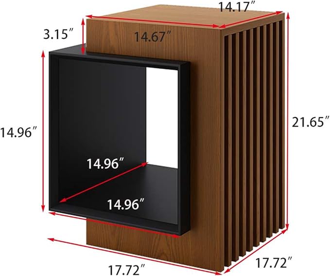 POVISON Minimalist Side Table, 17.71" Wood End Table - Image 2
