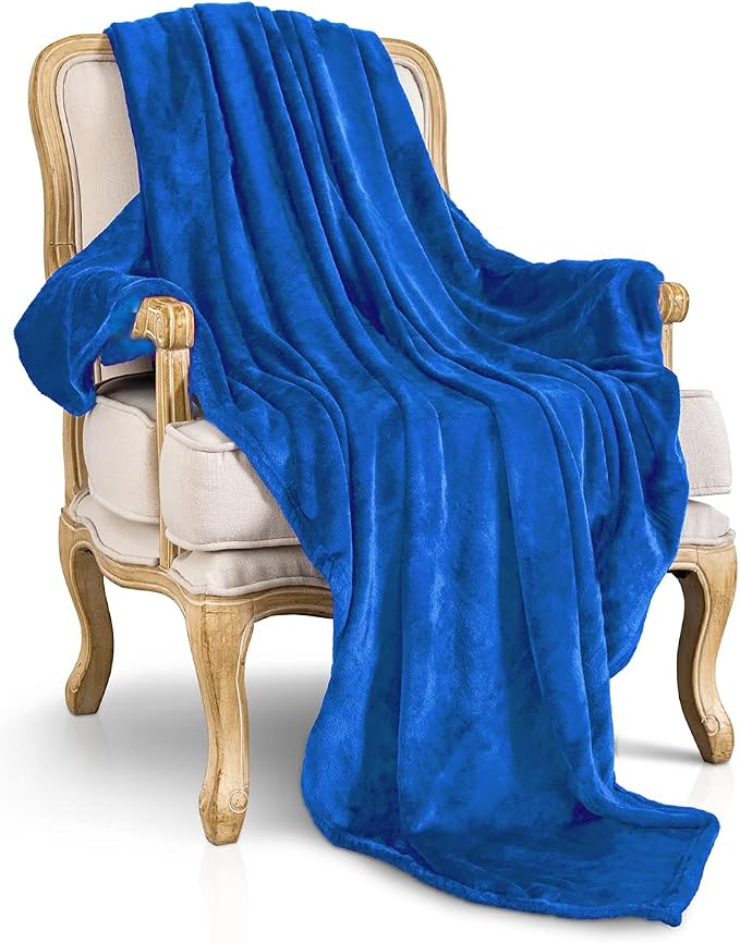 Royal blue Fleece Plush Throw Blanket 50"x60"for Couch Fuzzy Cozy Flannel | - Image 4